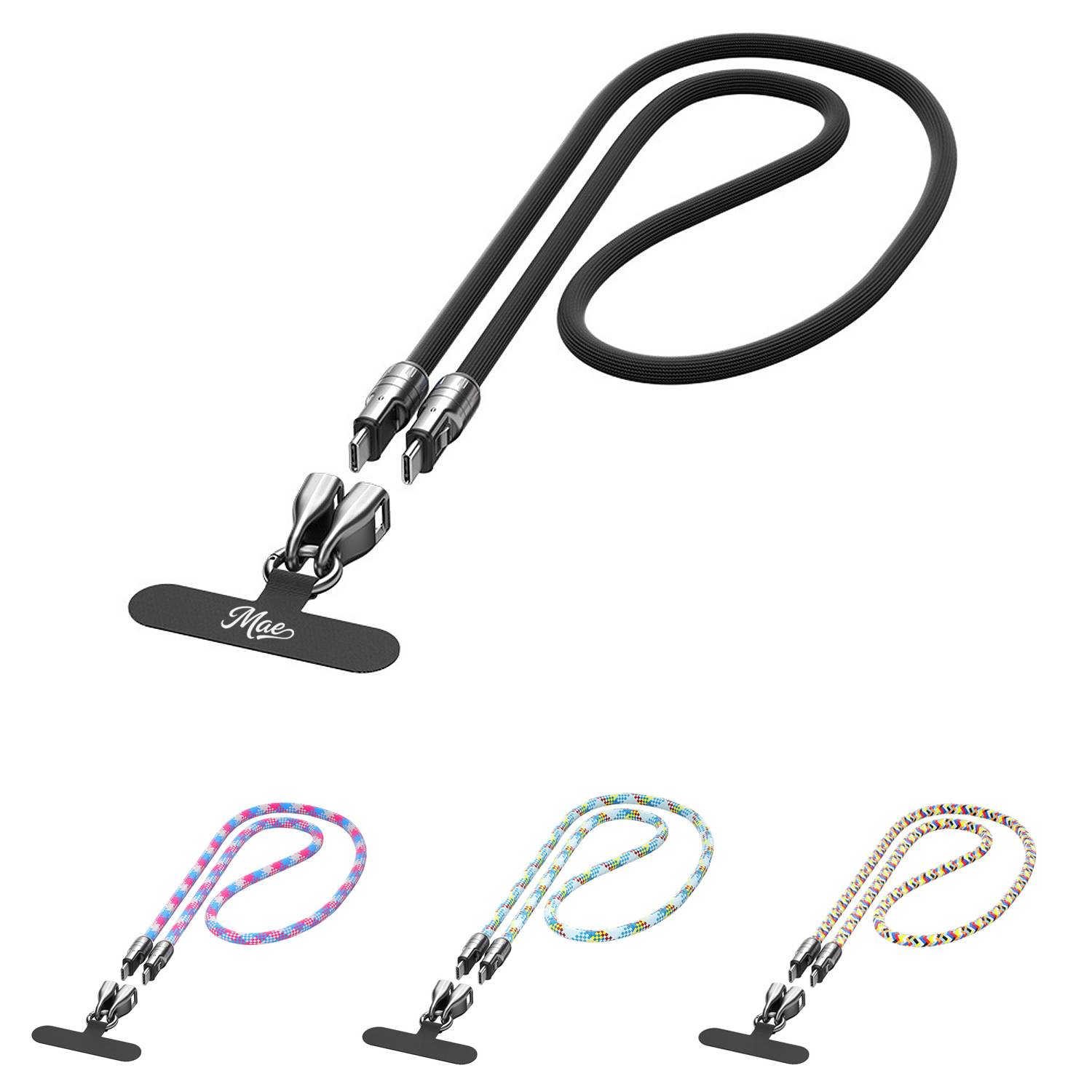 Multiple Use USB Charging Cable w/ Lanyard for Travel